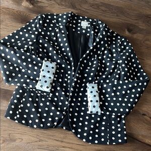 Laura Conard Black and White Polka Dot Open Front Blazer 4